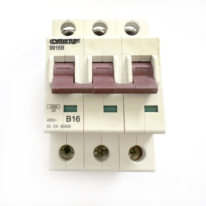 Contactum 9916B B16 16A 16 Amp 3 Pole Phase MCB Circuit Breaker Type B